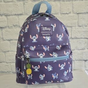Loungefly Lilo & Stitch Blue Tropical Flower Mini Backpack Disney Bag New